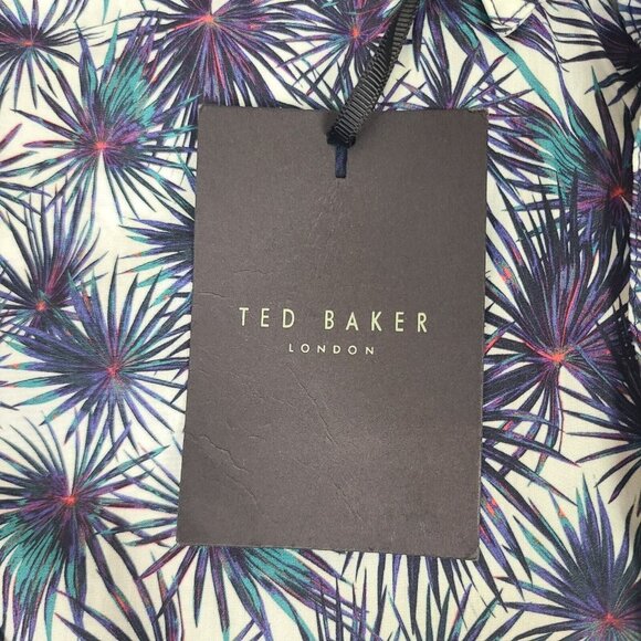 Ted Baker Mens‎ Karaf Long Sleeve LS Palm Printed Dress Shirt Sz 1   NEW $165 - Picture 3 of 10